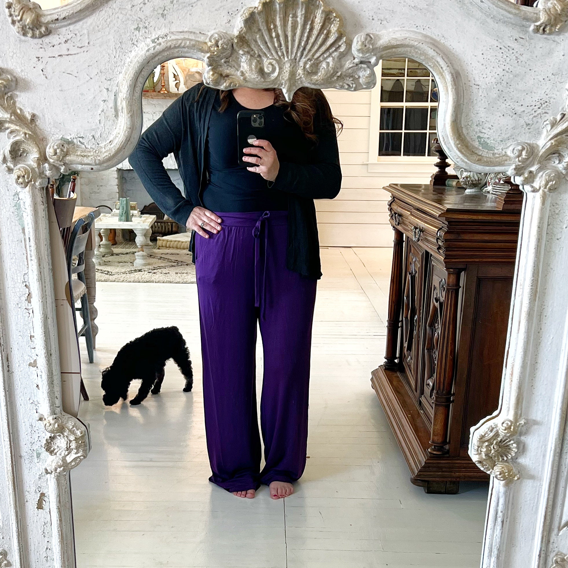 Purple velvet straight pants – Fabnest